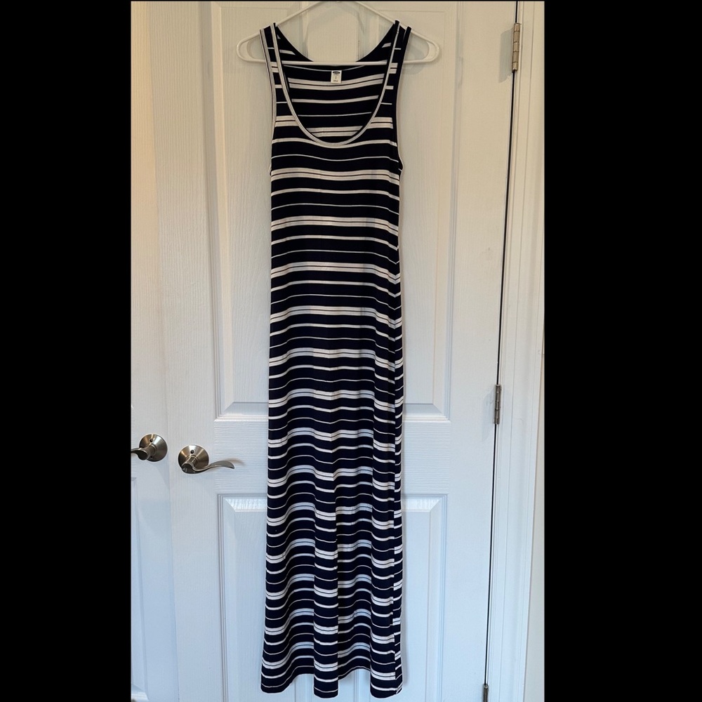 Old Navy Blue & White Stripe Maxi Dress